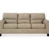 Tishen Pebble Sand Faux Leather Sofa