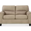 Tishen Pebble Sand Faux Leather Loveseat