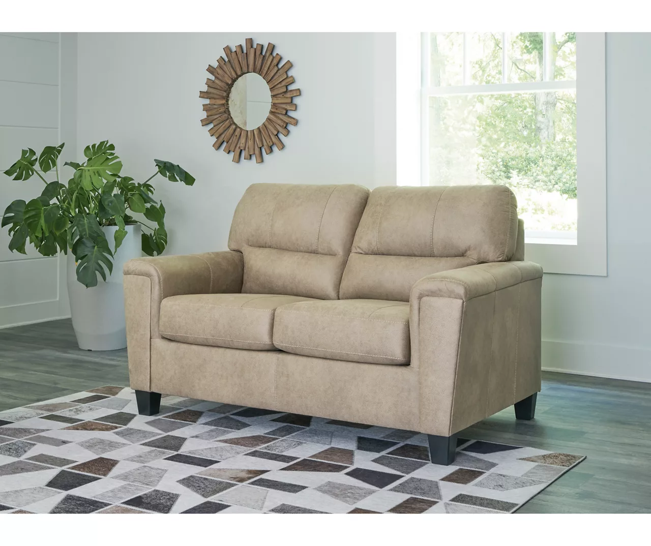 Tishen Pebble Sand Faux Leather Loveseat - Image 2