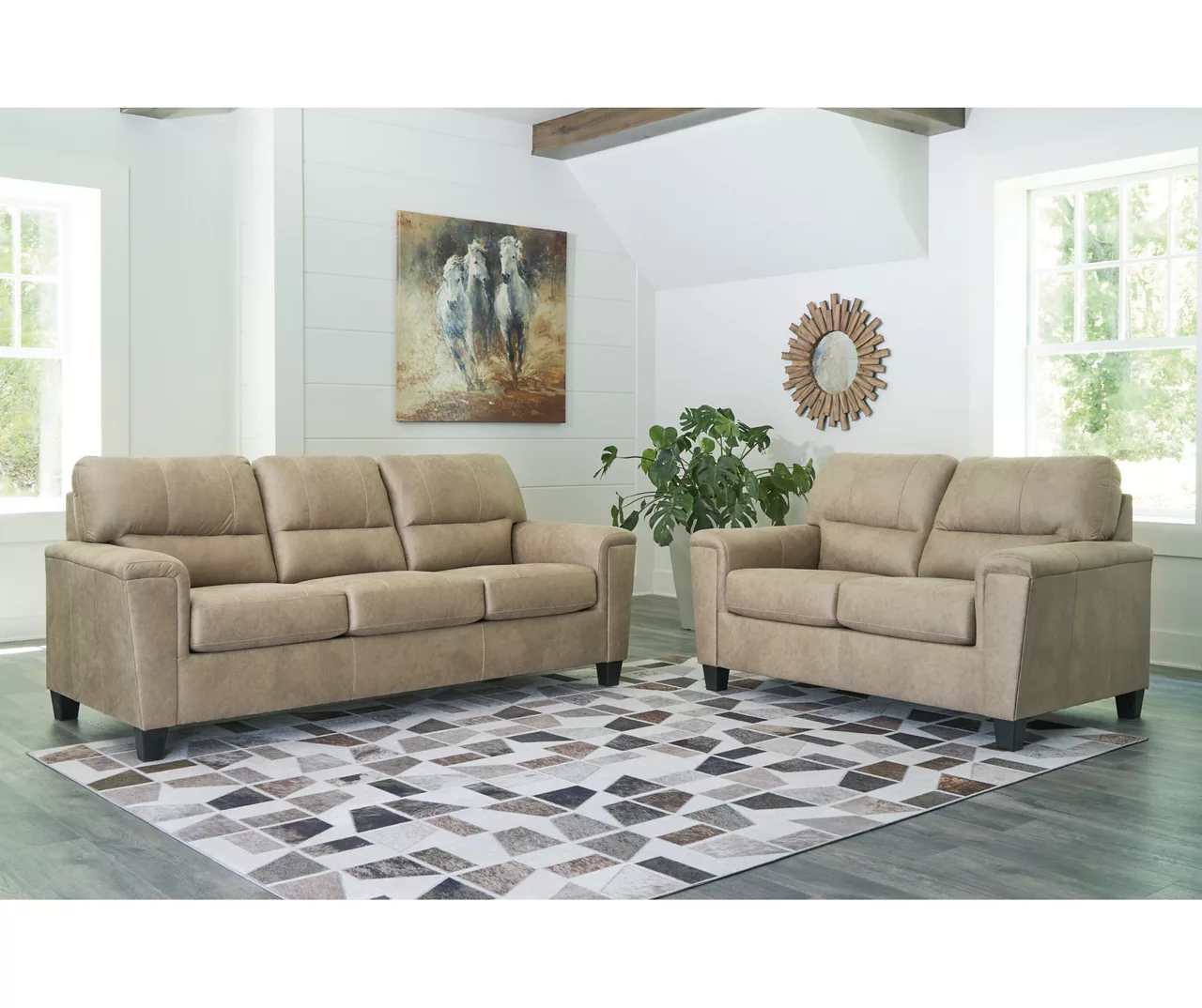 Tishen Pebble Sand Faux Leather Loveseat - Image 3
