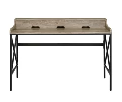 Corday Gray Wood Writing Desk With USB Charing