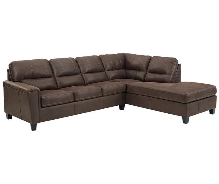Signature Design By Ashley Navi Chestnut Faux Leather Sleeper Sectional With Right-Facing Chaise - Image 2