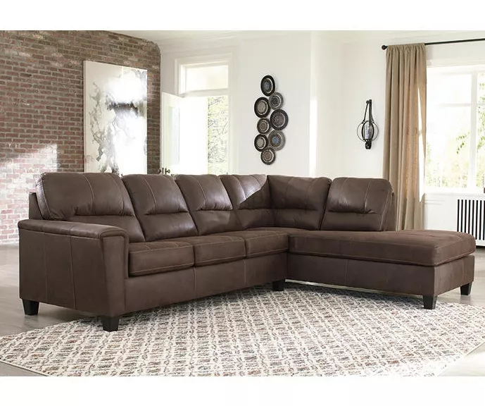 Signature Design By Ashley Navi Chestnut Faux Leather Sleeper Sectional With Right-Facing Chaise - Image 3