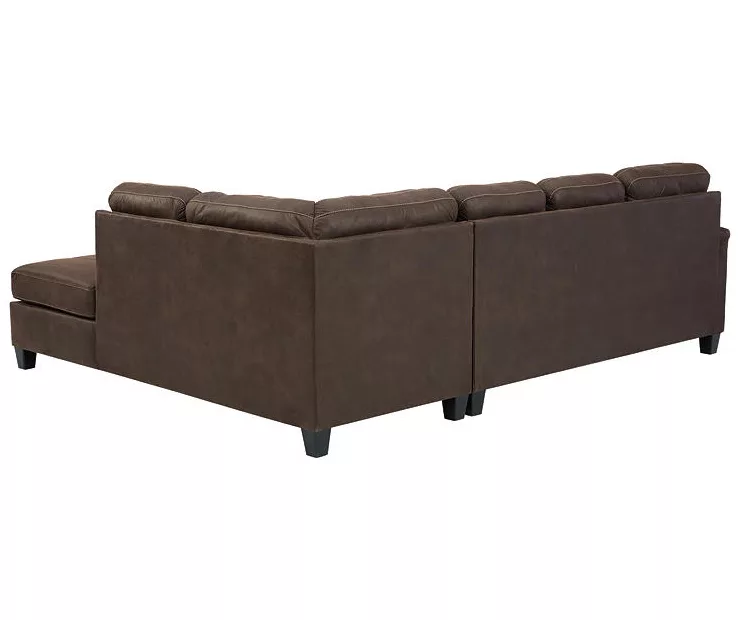 Signature Design By Ashley Navi Chestnut Faux Leather Sleeper Sectional With Right-Facing Chaise - Image 4